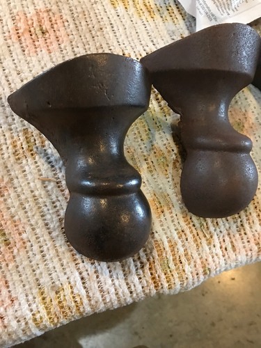 Set Of Four Matching Antique Cast-Iron Bathtub Feet Rusty