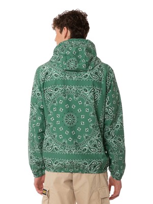 Pre-owned Mc2 Saint Barth Man Hooded Lightweight Windbreaker With Bandanna Print In Green