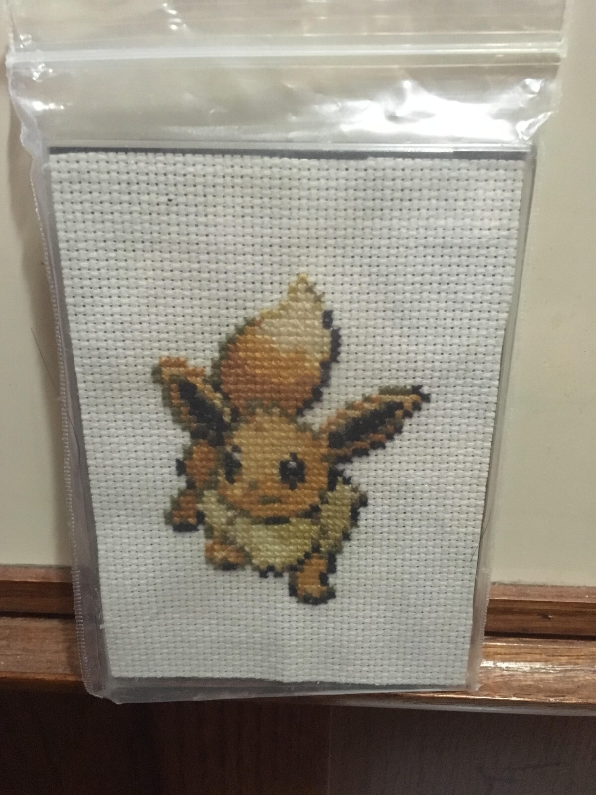 Pokemon Eevee Finished Cross Stitch