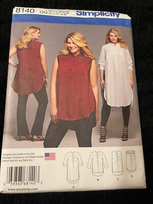 Simplicity Pattern 8140 Womens Shirt w/Length~Sleeve~Yoke Variations Sz 26W-32W