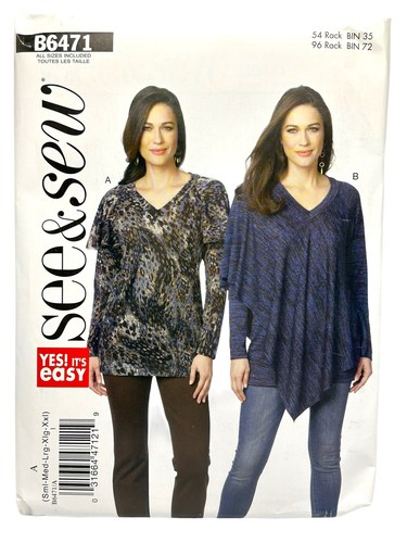 【レビューで送料無料】 B6471 Sew & See Butterick Misses Sm Sz Uncut Pattern Tunic トップス