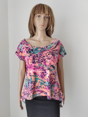   Size 14-16 BNWT COR DE LUXE multicoloured backless T-Shirt blouse top 344