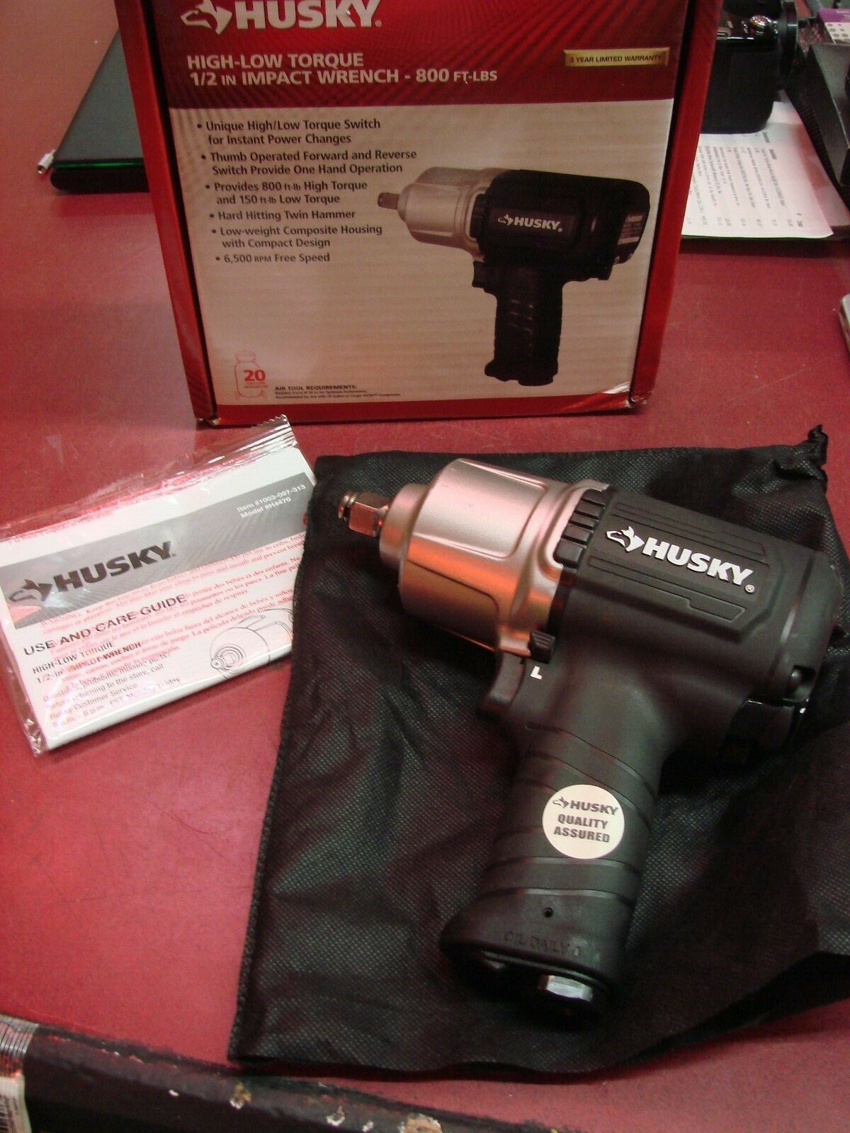 Husky H4470 800ft Lbs Pneumatic 1/2" Air Impact Wrench New Other (see