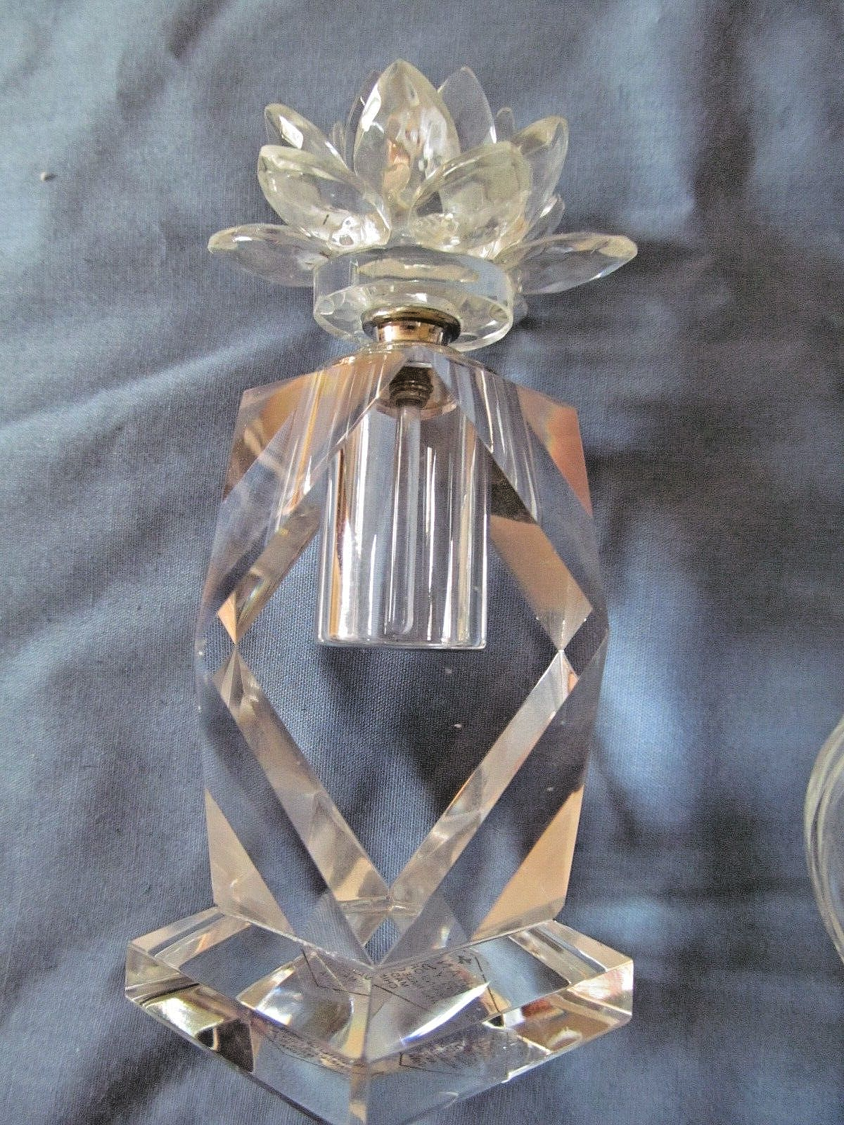 Vintage Perfume Bottle Shannon Crystal Designs of Ireland Cut Rose Top Stopper
