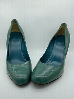 Vintage Gucci Teal Patent Wood Stiletto Heels Size 5 5B Authentic