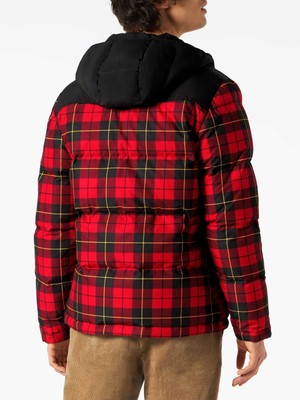 Pre-owned Mc2 Saint Barth Man Hooded Down Tartan Jacket In Red