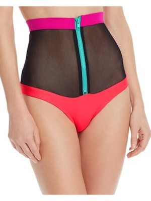 

CHROMAT Женские розовые сетчатые купальники Laverne с высокой талией и молнией Низ купальника, Розовый