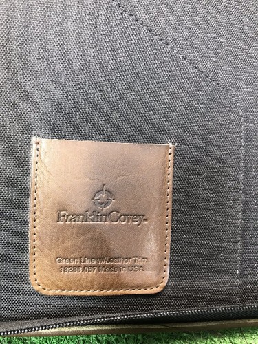 Franklin Covey Planner Binder Organizer Huskers Black Canvas & Brown Leather