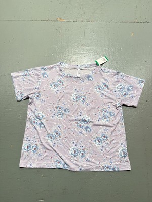 Flora Nikrooz Shirt Womens Extra Large Purple Lightweight Floral Casual Preppy