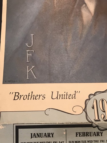John F. & Robert F Kennedy 1969 Calendar JFK RFK Brothers United News Paper Clip