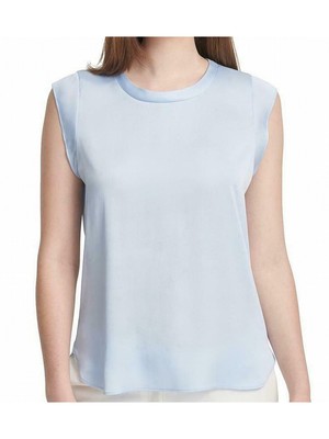 

DKNY Женский голубой топ без рукавов с круглым вырезом, размер, Light blue