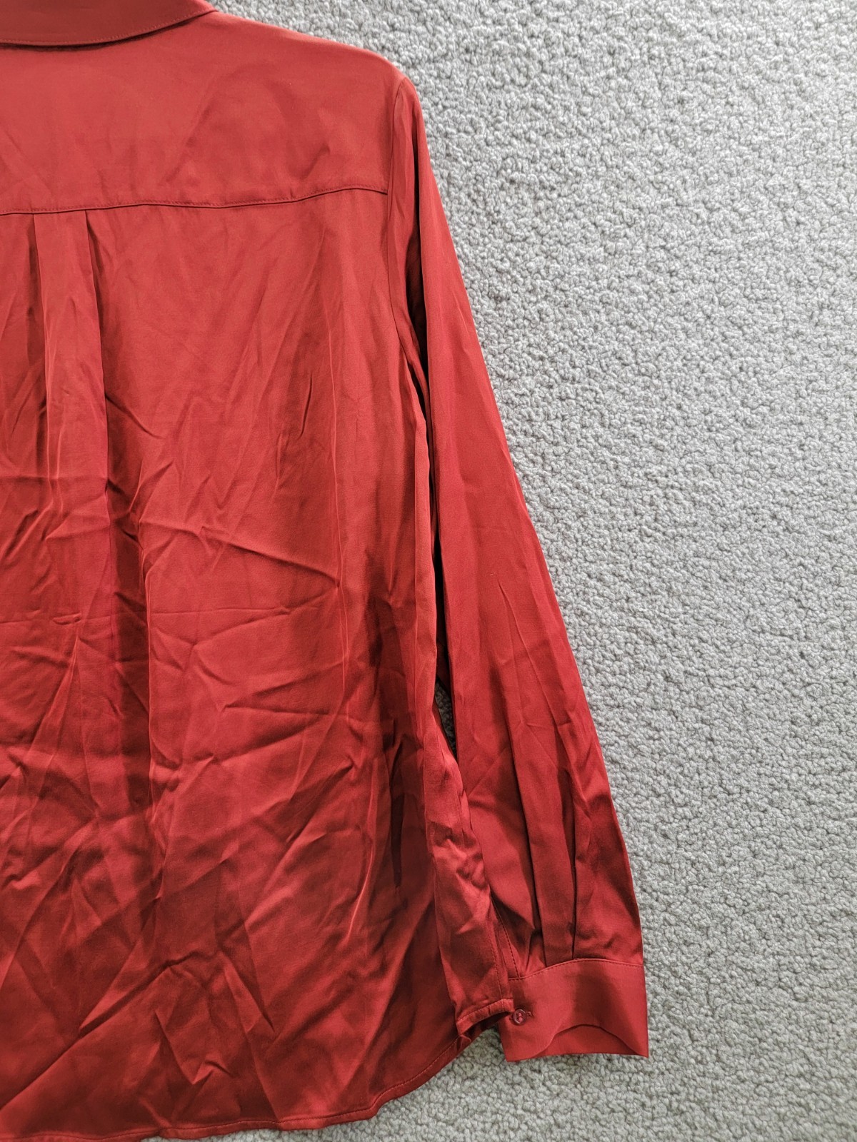 French Connection Ennis Satin Button- Up Shirt Women's S Wine Button Closure - Picture 14 of 16