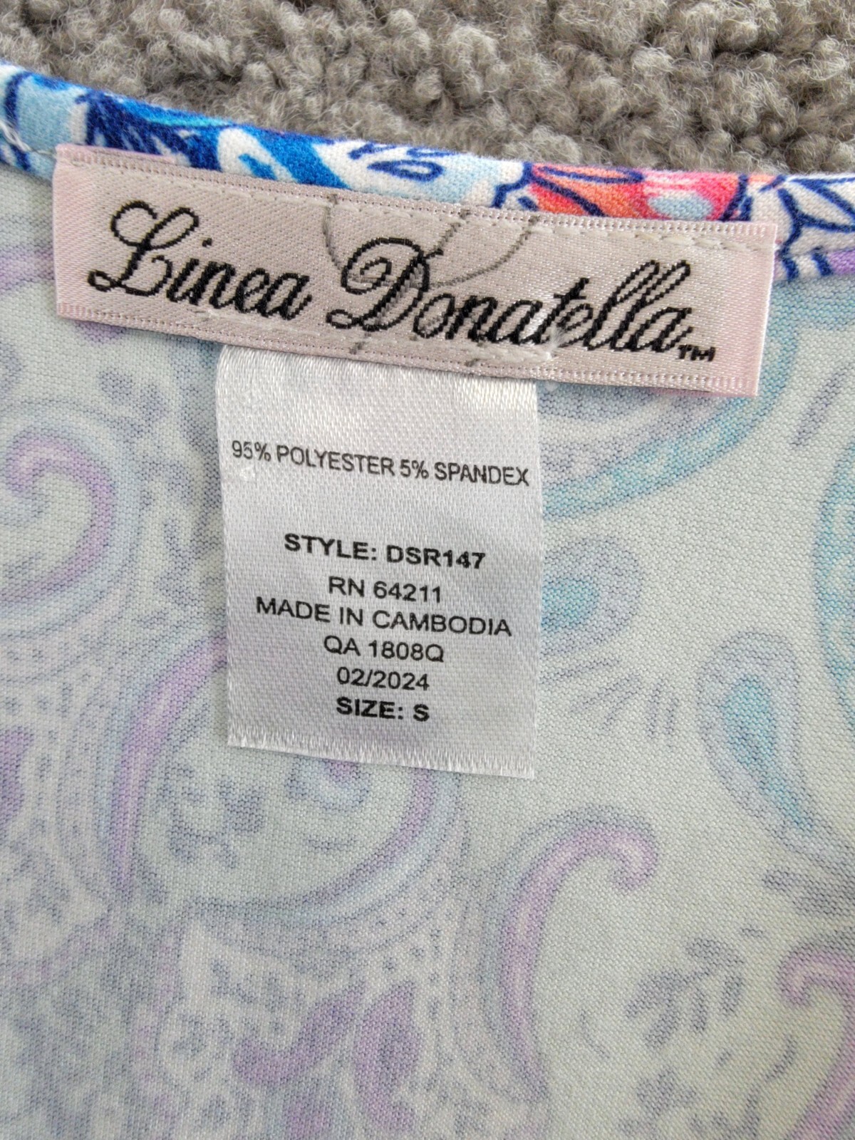 Linea Donatella Pajamas Top Women's S Blue Multi Paisley Print V-Neck Pullover - Picture 8 of 14