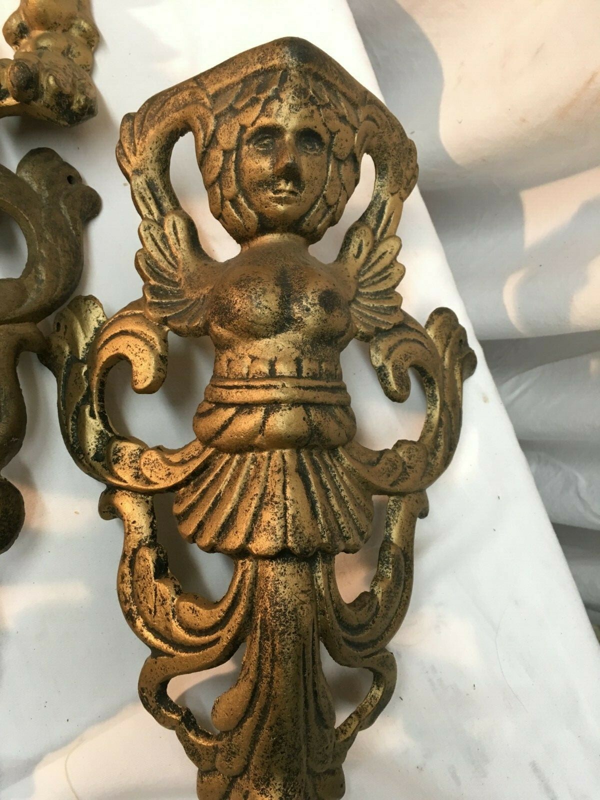 Vintage Ornate  Cast Iron Legs set of 4   Vanity  Table Bench 18in