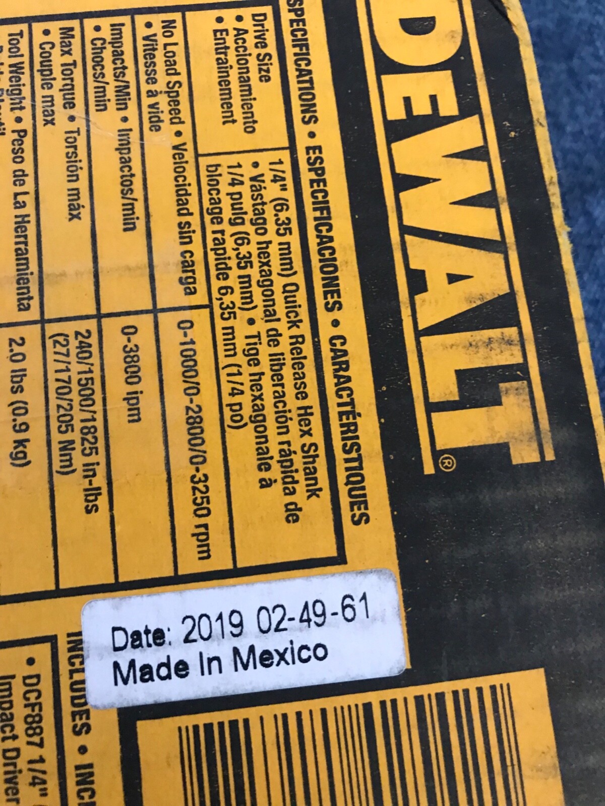 20v DEWALT 20 Volt 1/4 3 Speed Lithium Ion Impact Driver Tool (only) DCF887B