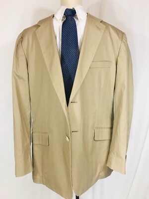 J Ferrar $150 Beige 2 Button Sport Coat Large 42-44 Jacket Blazer Pants 36x30