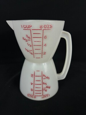 Vtg TUPPERWARE Measure Twin Wet Dry White Red Letter Measuring 1 Cup 8oz #860