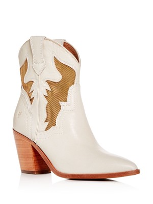 

Женские сапоги в стиле вестерн FRYE Off White Mesh со вставками Faye на блочном каблуке, кожаные ботинки в стиле вестерн, 6,5 м, Белый, 78266