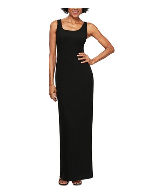 

ALEX EVENINGS Женское Черное Вечернее Платье-футляр Полной Длины Без Рукавов, Черный