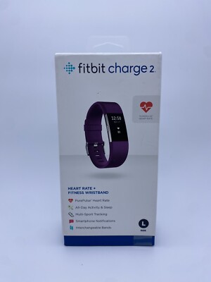 Fitbit Charge 2 Fitness Tracker  +  Plum Wrist Strap Large *NEW IN SEALED BOX*