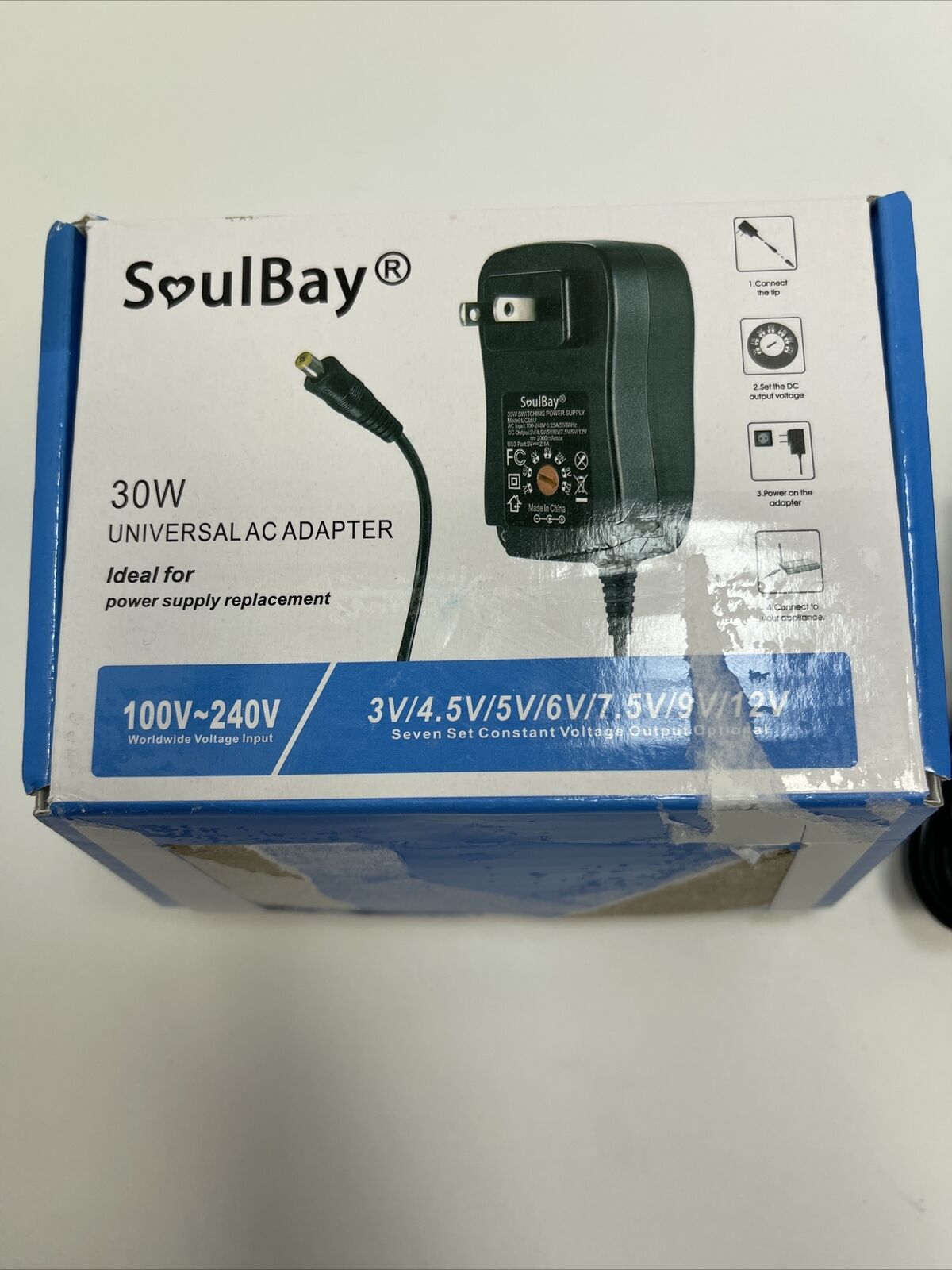 SoulBay 30W Universal AC/DC Adapter Switching Power Supply with 8 adapter tips