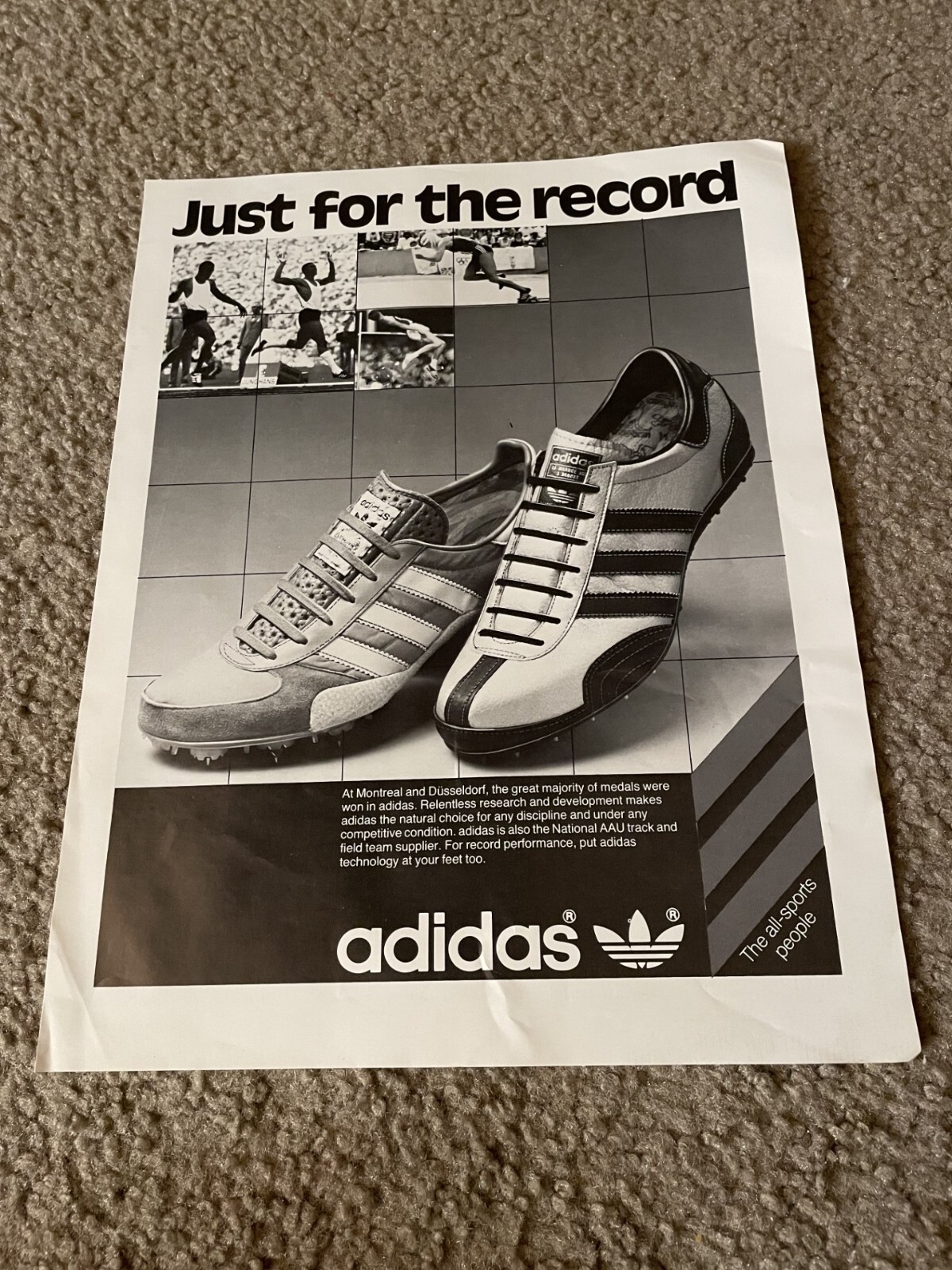 Vintage 1979 ADIDAS MONTREAL Running Track Shoes Poster