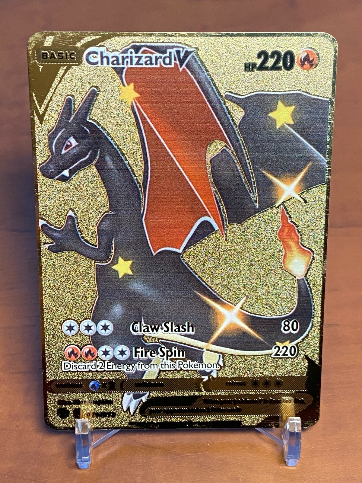  Pokemon Charizard V (Glurak) Metall Gold Karte English 