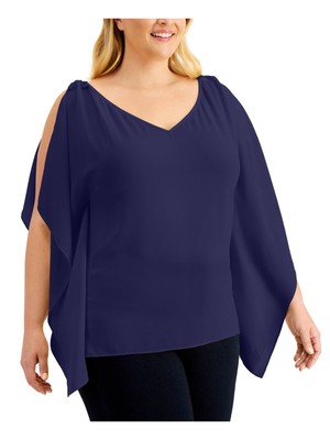 

MICHAEL KORS Женский синий топ с V-образным вырезом Plus