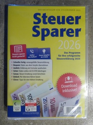 Lidl Steuer Sparer 2026 Steuersoftware CD  für die Steuererklärung 2025  Neu OVP