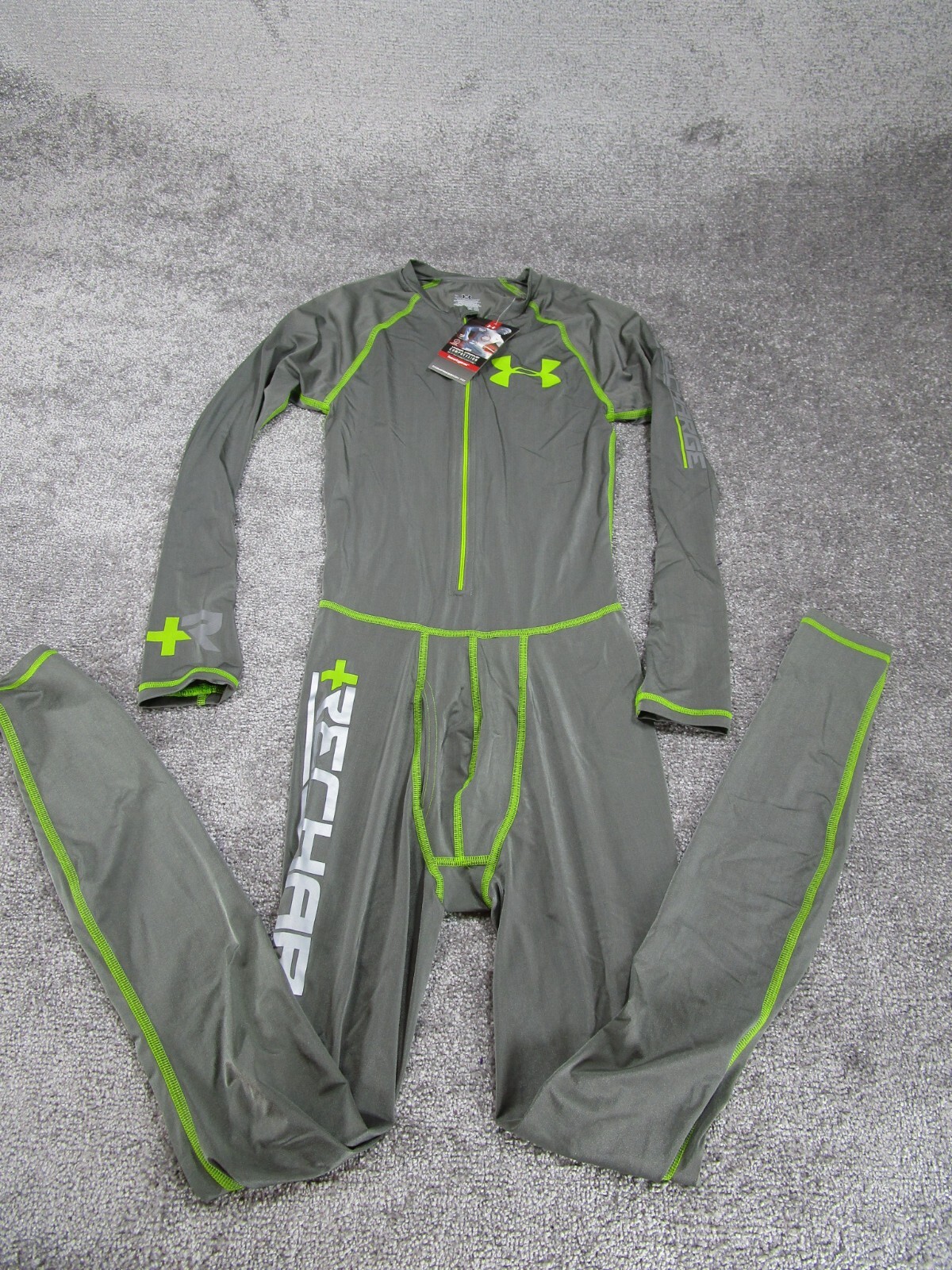 Under Armour Recharge Skinsuit Mens Size Large Gray Green Tr