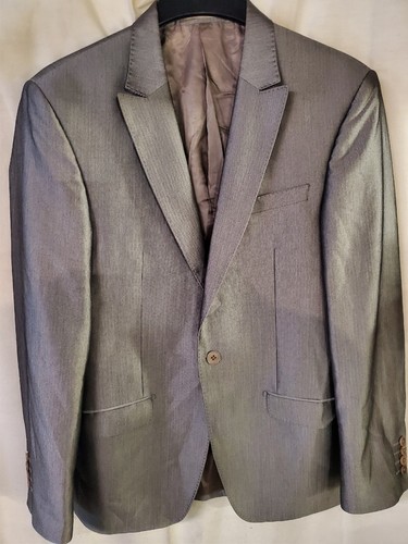 40R Gioberti Milano Gray Wool Silk Sharkskin Sport Coat - Su