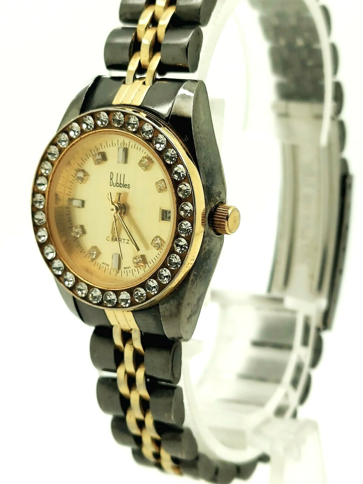 Ladies Bubbles Quartz Gold Tone w/ Rhinestones Japanese Ladies Bubbles Quartz Gold Tone w/ Rhinestones Japanese
