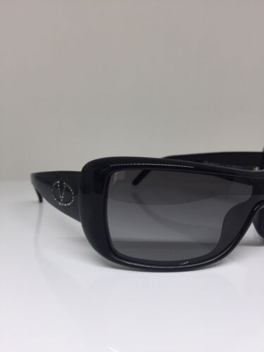 Pre-owned Valentino Shield Sunglasses  5447 Sunglasses C. Ddd Black Grey 99mm In Shiny Black Grey With Rhinestone Logo