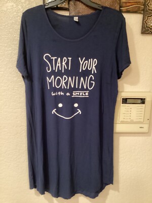 Nightgown Cool Sleeping 95% Bamboo Stretchy S/S Navy 44 Cx36 L Size XL New