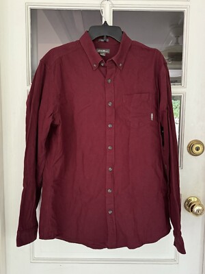Eddie Bauer Men's Burgundy, Dress Shirt Size Tall Large Classic Fit 100% Cotton