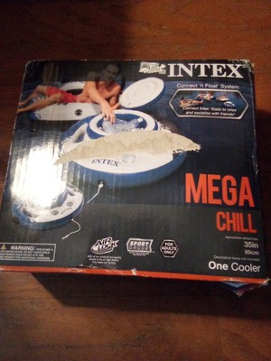 Intex Mega Chill Swimming Pool Inflatable Floating 30 Can Beverage Cooler Holder