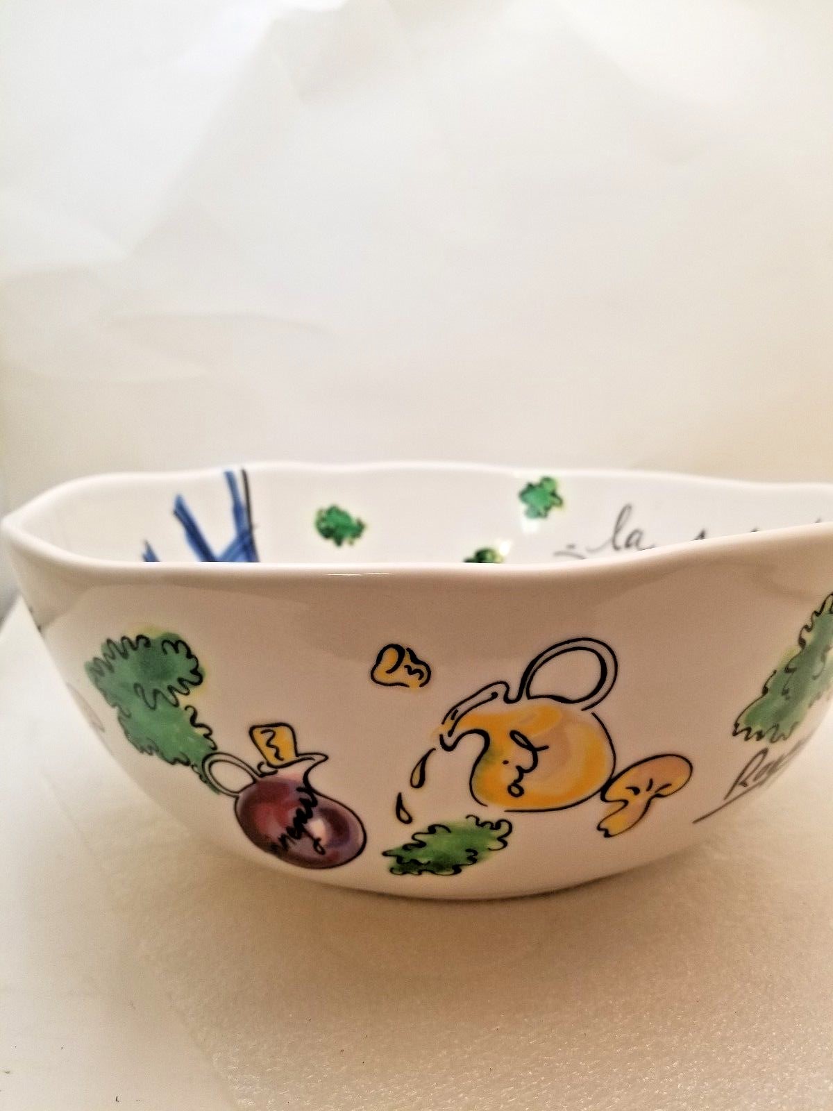 Fat Chef Salad Bowl By Mud Pie Signed