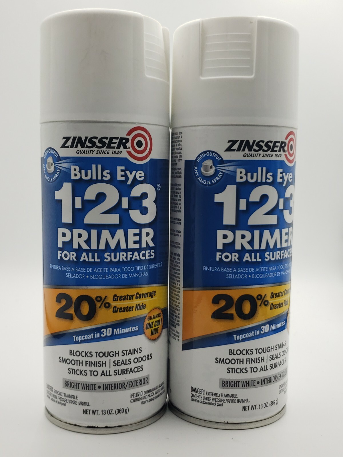 2x Zinsser Bulls Eye 123 Bright White Interior/Exterior Primer All