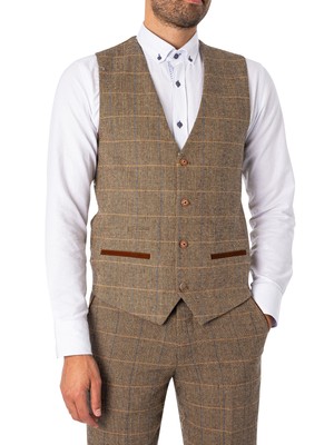 

Мужской твидовый жилет в клетку Marc Darcy, коричневый, TED-WAISTCOAT