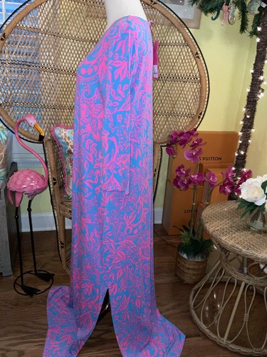 Pre-owned Lilly Pulitzer Morgann Maxi Aura Pink Leaf An Impression Size Xl In Multicolor