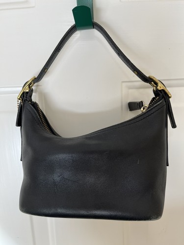 Coach Black Leather 9844 Mini Demi Hobo Handbag Purse 2001 W/ Hang Tag