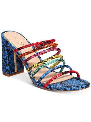 

Женские шлепанцы ALDO Blue Snake Trelidda Square Toe Block Heel Slip On, Синий, 37698