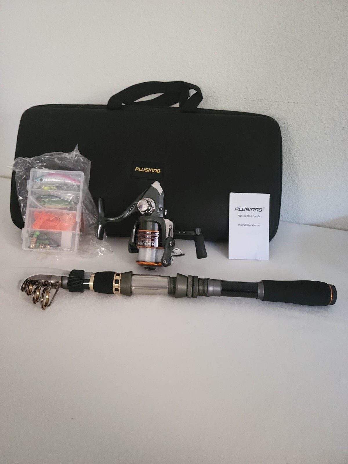 PLUSINNO Telescopic Fishing Rod and Reel Combos Full Kit, Carbon Fiber Fishing