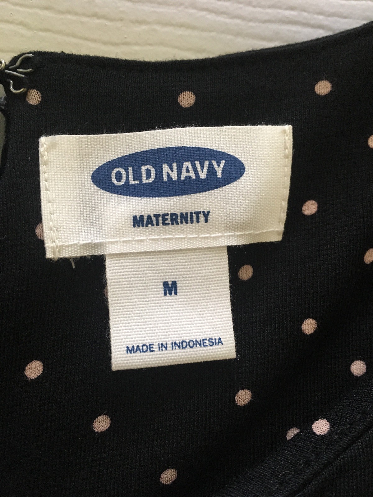 NWT Old Navy MEDIUM Maternity Ponte Knit Sheath Dress Black White Polka Dot Work