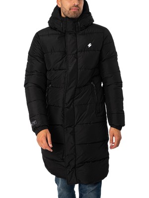 

Мужская удлиненная куртка-пуховик Superdry с капюшоном, черная, Черный, M5011762A-02A