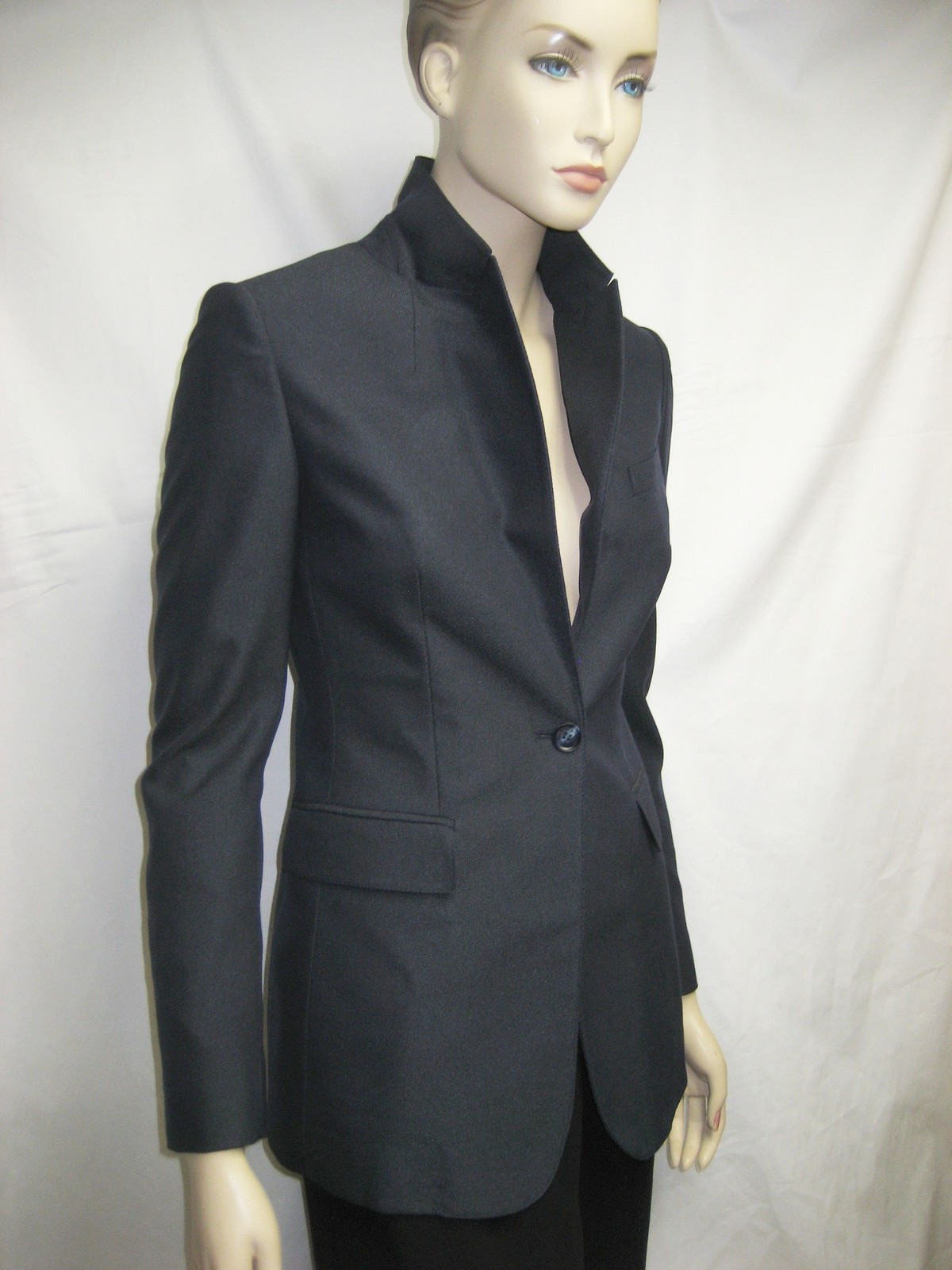 Pre-owned Burberry $1,595  Prorsum 4 38 Women Wool Blend Tuxedo Jacket Tailored Blazer Lady In Blue