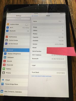 Apple iPad mini 1st Gen. 16GB, Wi-Fi  A1432 7.9in - Black Unlocked no pass code