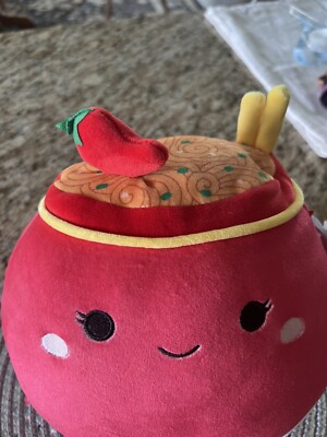 NEW 2023 Squishmallow 8'' Odion The Chili Spicy Ramen Noodles Bowl Plush Toy NWT
