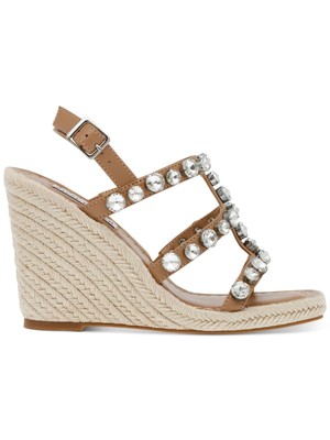 

STEVE MADDEN Женские бежевые туфли-эспадрильи на танкетке с квадратным носком и драгоценными камнями, Бежевый, UPRI01S1