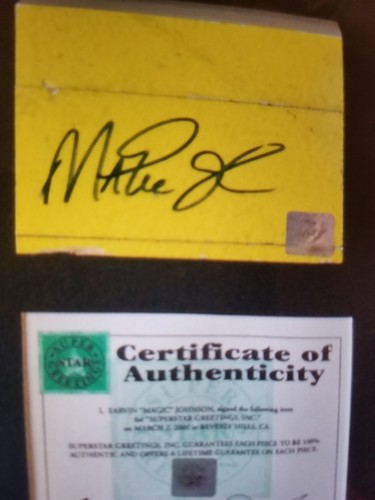 Magic johnson autographed laker forum court piece